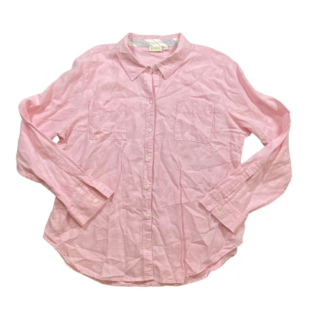 Spartina‎ 449 Pink Linen Button Down Shirt Women's XL Long Sleeve Casual